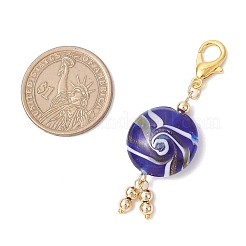 Flat Round Handmade Lampwork Pendant Decoration&nbsp;HJEW-JM03812
