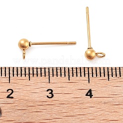 Ion Plating(IP) 304 Stainless Steel Ball Post Stud Earring Findings&nbsp;X-STAS-E163-44G