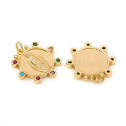 Brass Micro Pave Cubic Zirconia Pendants&nbsp;KK-I672-34G