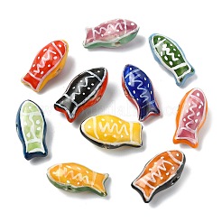 10Pcs 10 Colors Handmade Printed Porcelain Beads&nbsp;PORC-CJ0001-22