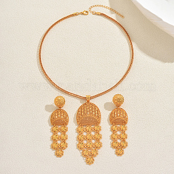 Vintage Alloy Long Tassel Hollow Flower Earrings & Necklaces Sets for Women&nbsp;HI3455
