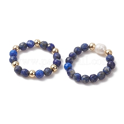 15Pcs 5 Colour Natural Gemstone & Cultured Freshwater Pearl Cuff Rings&nbsp;RJEW-JR01024