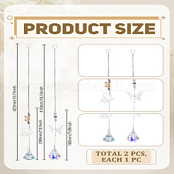 2Pcs 2 Styles Glass & Alloy Butterfly Hanging Suncathers&nbsp;HJEW-LP0002-89A