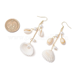 304 Stainless Steel Shell Shape Dangle Earrings&nbsp;EJEW-JE06382-01