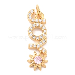 Eco-Friendly Brass Micro Pave Cubic Zirconia and Glass Pendants&nbsp;KK-K268-28G