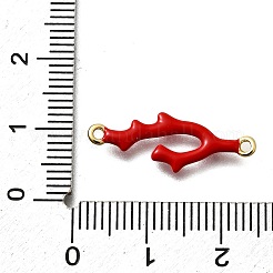 Brass Red Enamel Coral Shaped Connector Charms&nbsp;KK-P295-31G