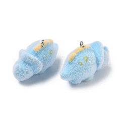 Flocking Opaque Resin Pendants&nbsp;RESI-F064-A16