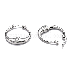 Brass Micro Pave Clear Cubic Zirconia Hoop Earrings&nbsp;EJEW-B006-01P