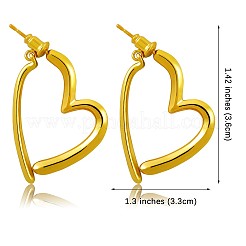 Brass Heart Dangle Stud Earrings with 925 Sterling Silver Pins for Women&nbsp;JE1091A