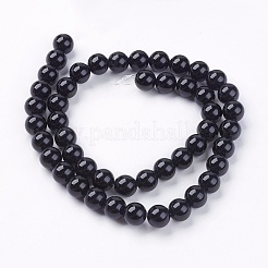Natural Black Onyx Round Beads Strand&nbsp;G-L087-8mm-01