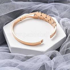 Ion Plating(IP) 304 Stainless Steel Hinged Bangles for Women&nbsp;BJEW-A011-19RG