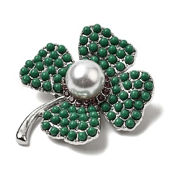 Acrylic Pearl & Rhinestone Brooches&nbsp;JEWB-L026-03P