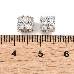 Brass Micro Pave Clear Cubic Zirconia Beads&nbsp;KK-CBA78C7-12P