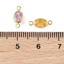 SHEGRACE Brass Pave Cubic Zirconia Oval Connector Charms&nbsp;XGRQ2O712-439G