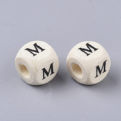 Printed Natural Wood Beads&nbsp;X-WOOD-T026-001M