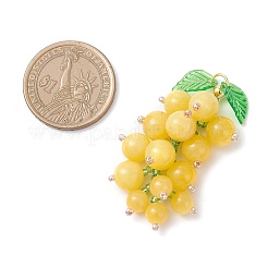 Dyed Natural Yellow Jade & Glass Seed Beaded Grape Pendants&nbsp;PALLOY-MZ00872-03