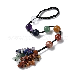 7 Chakra Round Natural Gemstone Pendant Decoration&nbsp;HJEW-H060-02