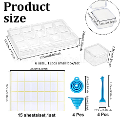6 Sets 15 Grids Rectangle Plastic Organizer Boxes&nbsp;CON-GA0001-39B