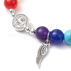 Chakra Theme Natural & Synthetic Mixed Gemstone Beaded Stretch Bracelets&nbsp;BJEW-JB11283