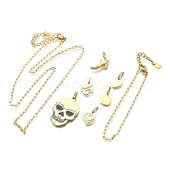 304 Stainless Steel Enamel Shoes Skull Heart Pumpkin Pendant & Necklaces & Bracelets Sets&nbsp;SJEW-Q002-01G
