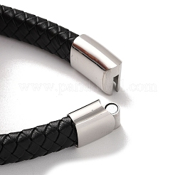 Men's Braided Black PU Leather Cord Bracelets&nbsp;BJEW-K243-27AS