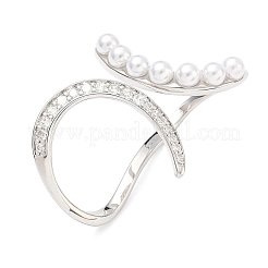 Brass Micro Pave Cubic Zirconia Cuff Open Rings&nbsp;RJEW-C158-03P