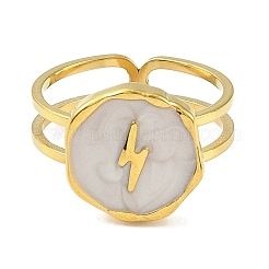 304 Stainless Steel Enamel Open Cuff Rings for Women&nbsp;RJEW-F166-41G-01