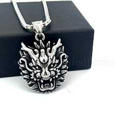Vintage Punk 304 Stainless Steel Dragon Head Pendant Necklaces for Men&nbsp;WI9275