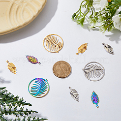 12Pcs 6 Styles 201 Stainless Steel Pendants&nbsp;STAS-DC0013-81