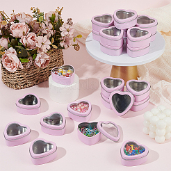 32Pcs Heart Shaped Iron Packing Boxes with Visible Window Lid&nbsp;CON-GO0001-17