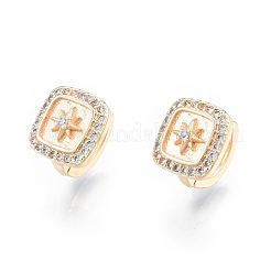 Clear Cubic Zirconia Square with Star Hoop Earrings&nbsp;EJEW-F291-06G