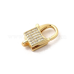 Brass Micro Pave Clear Cubic Zirconia Lobster Claw Clasps&nbsp;KK-A266-24C-G