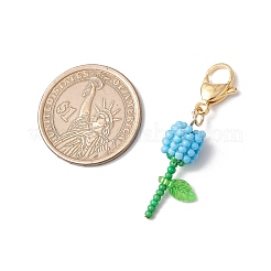 Mother's Day Carnation Glass Seed Beads & Acrylic Dendant ecorations&nbsp;HJEW-MZ00228-05