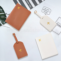 2Pcs PU Leather Luggage Tag & 2Pcs Passport Cover Sets&nbsp;FIND-CL0001-14B