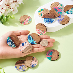 14Pcs 7 Colors Resin and Walnut Pendants&nbsp;FIND-TA0006-46