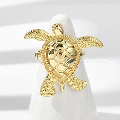 Sea Turtle Brass Cuff Rings for Women&nbsp;RJEW-A059-06G