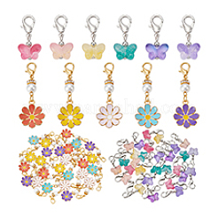36Pcs 6 Colors Transparent Spray Painted Glass Butterfly Pendant Butterfly Decorations&nbsp;HJEW-PH02252