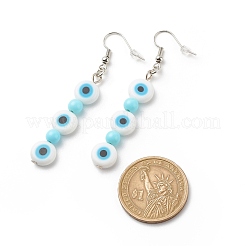 Lampwork Evil Eye & Acrylic Beaded Dangle Earrings&nbsp;EJEW-JE04972-04