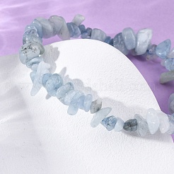 Natural Aquamarine Chip Beaded Stretch Bracelets for Women Men&nbsp;BJEW-K277-01
