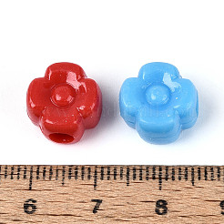 Plastic 4 Petal Flower European Beads&nbsp;KY-T041-25M