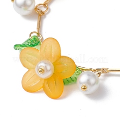 Acrylic Flower & Glass Pearl Charm Bracelets&nbsp;BJEW-JB10054-05