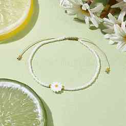 Flower Natural Shell & Glass Seed Braided Bead Bracelets&nbsp;BJEW-JB09921-02