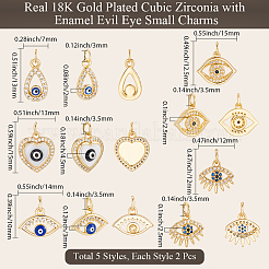 10Pcs 5 Styles Brass Micro Pave Cubic Zirconia Charms&nbsp;KK-BBC0019-55
