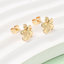Flower Brass Stud Earrings Findings&nbsp;KK-K374-26G