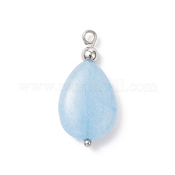 4Pcs 4 Styles Natural Amethyst & Rose Quartz & Green Aventurine & Dyed Quartz Teardrop Charms with Brass Bails&nbsp;PALLOY-JF04268-02