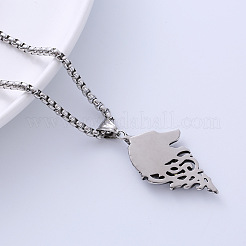 Viking Pirate Wolf Head 304 Stainless Steel Pendant Necklaces&nbsp;LU3872