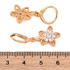 Brass Micro Pave Clear Cubic Zirconia Leverback Earrings&nbsp;EJEW-K300-53G
