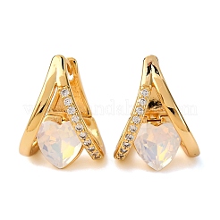 Heart Brass Micro Pave Cubic Zirconia Hoop Earrings&nbsp;EJEW-F384-12G