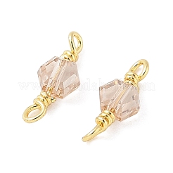 Glass Faceted Hexagon Connector Charms&nbsp;KK-C097-07G-01