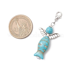 Fish Angel ABS Plastic Imitation Pearl & Synthetic Turquoise Pendant Decorations&nbsp;HJEW-JM03532